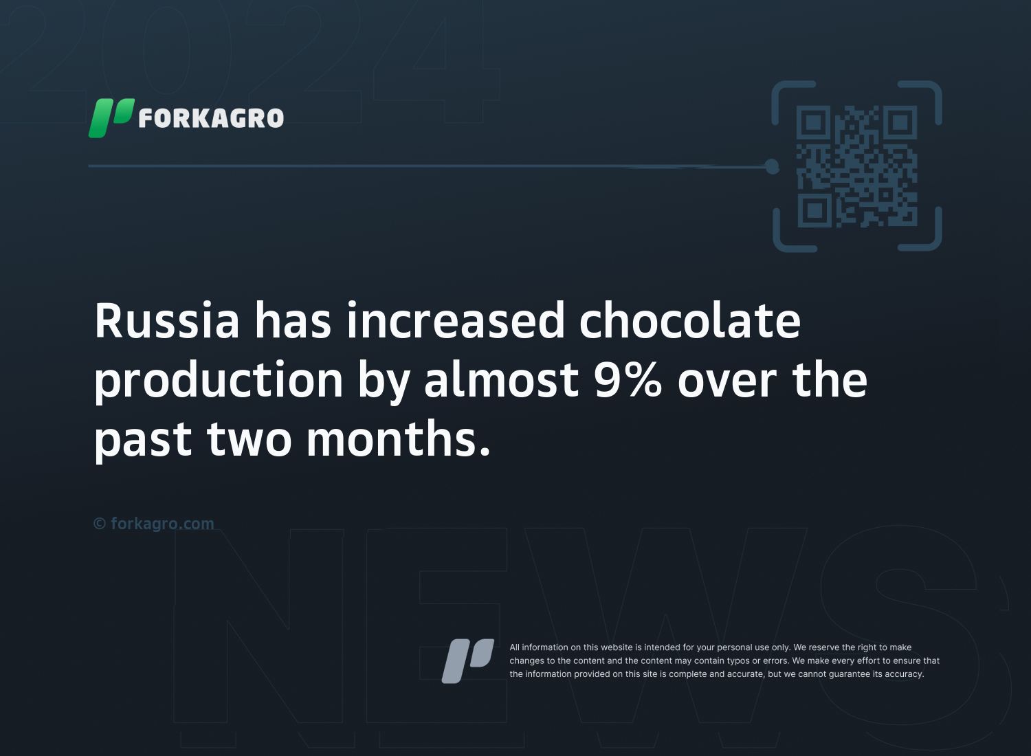 Russia has increased chocolate production by almost 9% over the past two months.