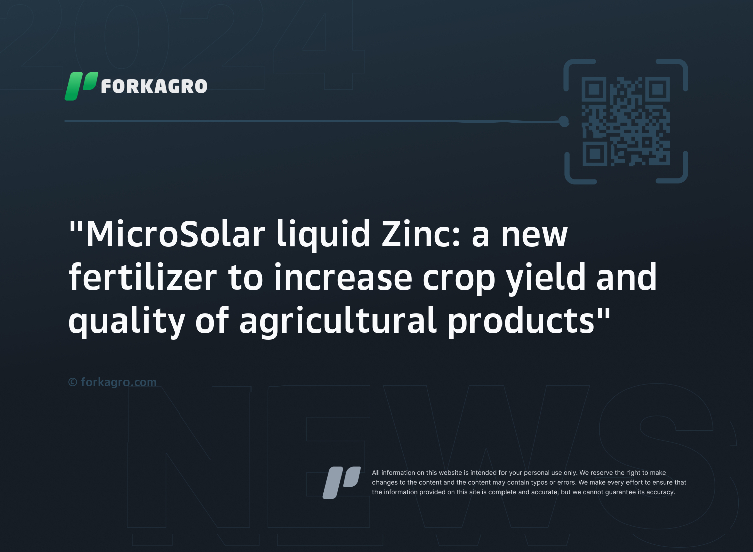 "MicroSolar liquid Zinc: a new fertilizer to increase crop yield and quality of agricultural products"