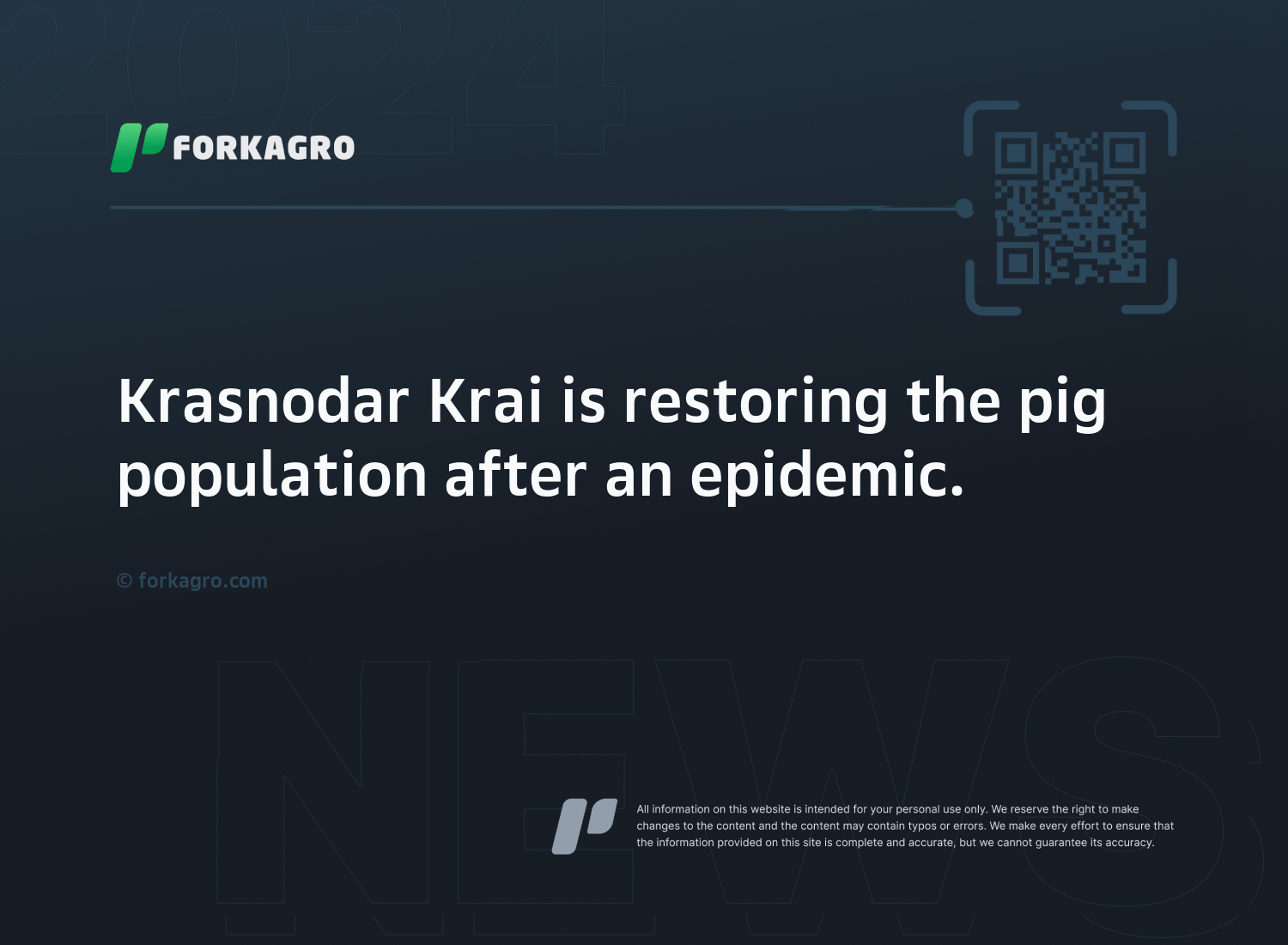 Krasnodar Krai is restoring the pig population after an epidemic.