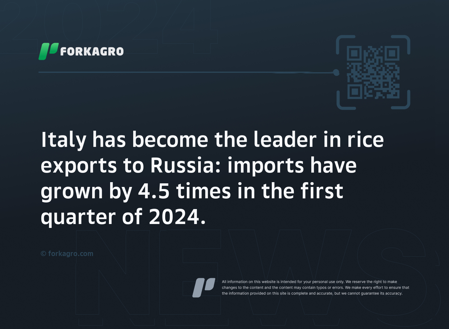 Italy has become the leader in rice exports to Russia: imports have grown by 4.5 times in the first quarter of 2024.