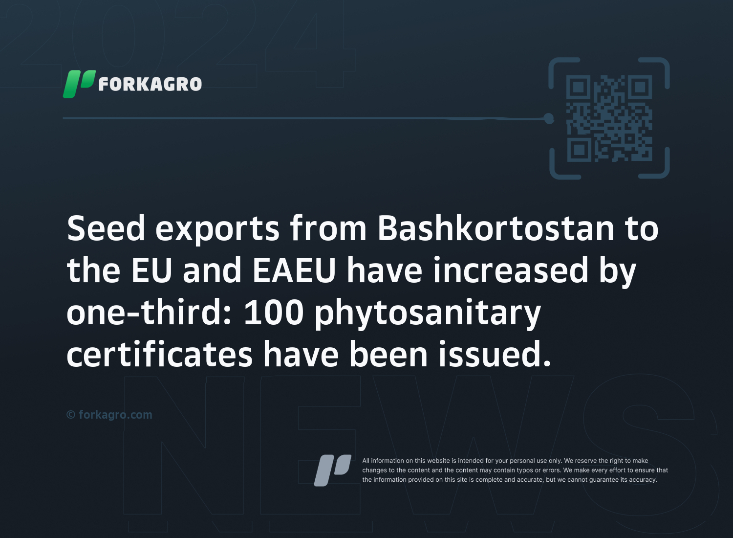 Seed exports from Bashkortostan to the EU and EAEU have increased by one-third: 100 phytosanitary certificates have been issued.
