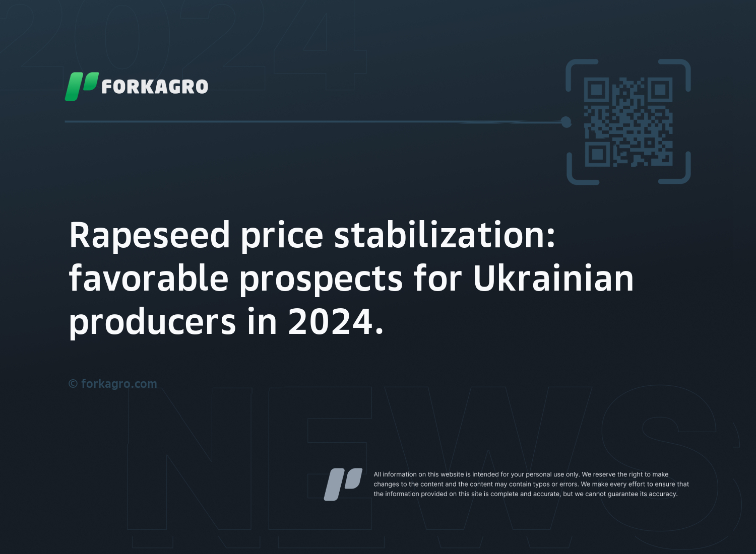 Rapeseed price stabilization: favorable prospects for Ukrainian producers in 2024.