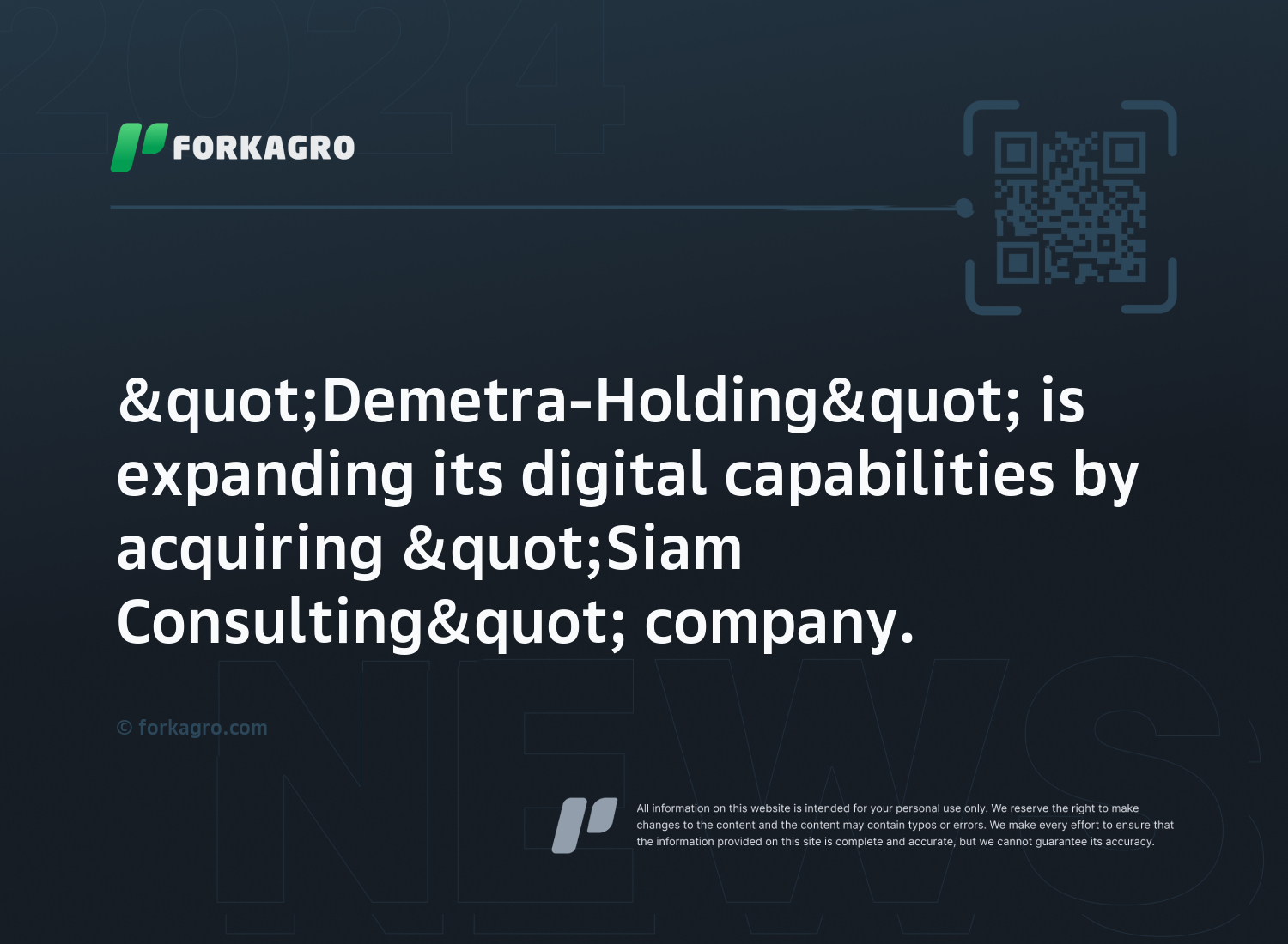 "Demetra-Holding" is expanding its digital capabilities by acquiring "Siam Consulting" company.