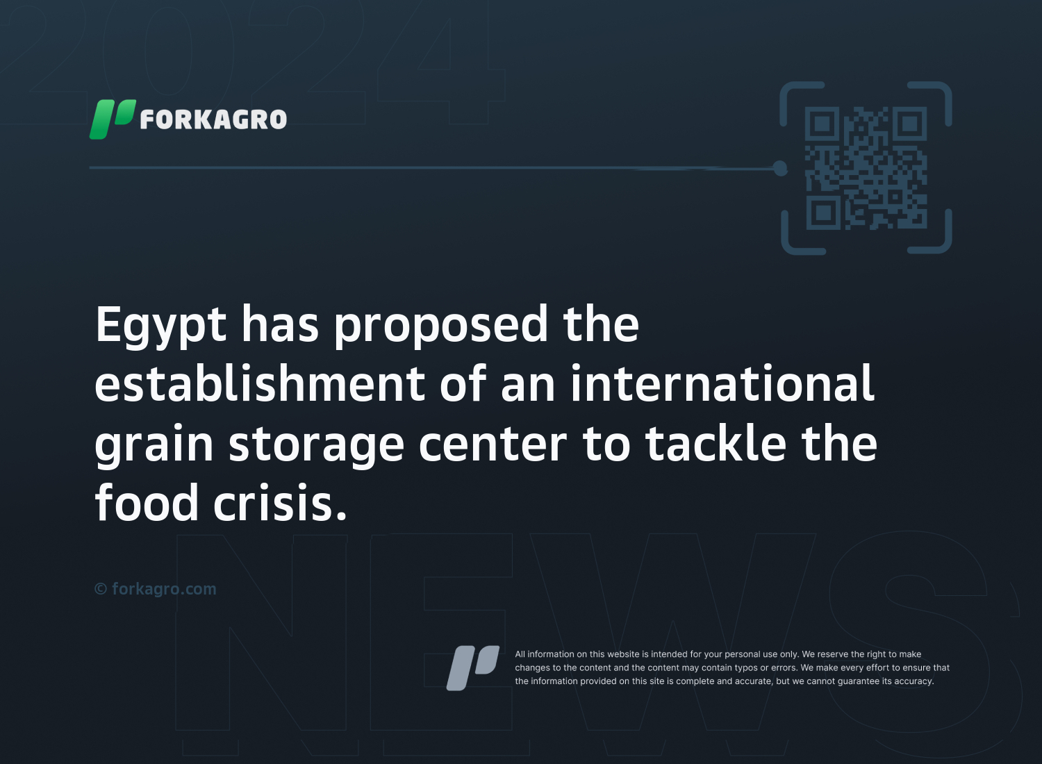 Egypt has proposed the establishment of an international grain storage center to tackle the food crisis.