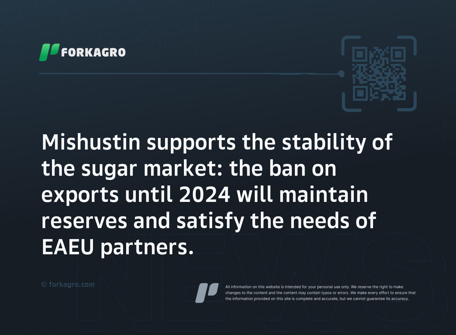 Mishustin supports the stability of the sugar market: the ban on exports until 2024 will maintain reserves and satisfy the needs of EAEU partners.