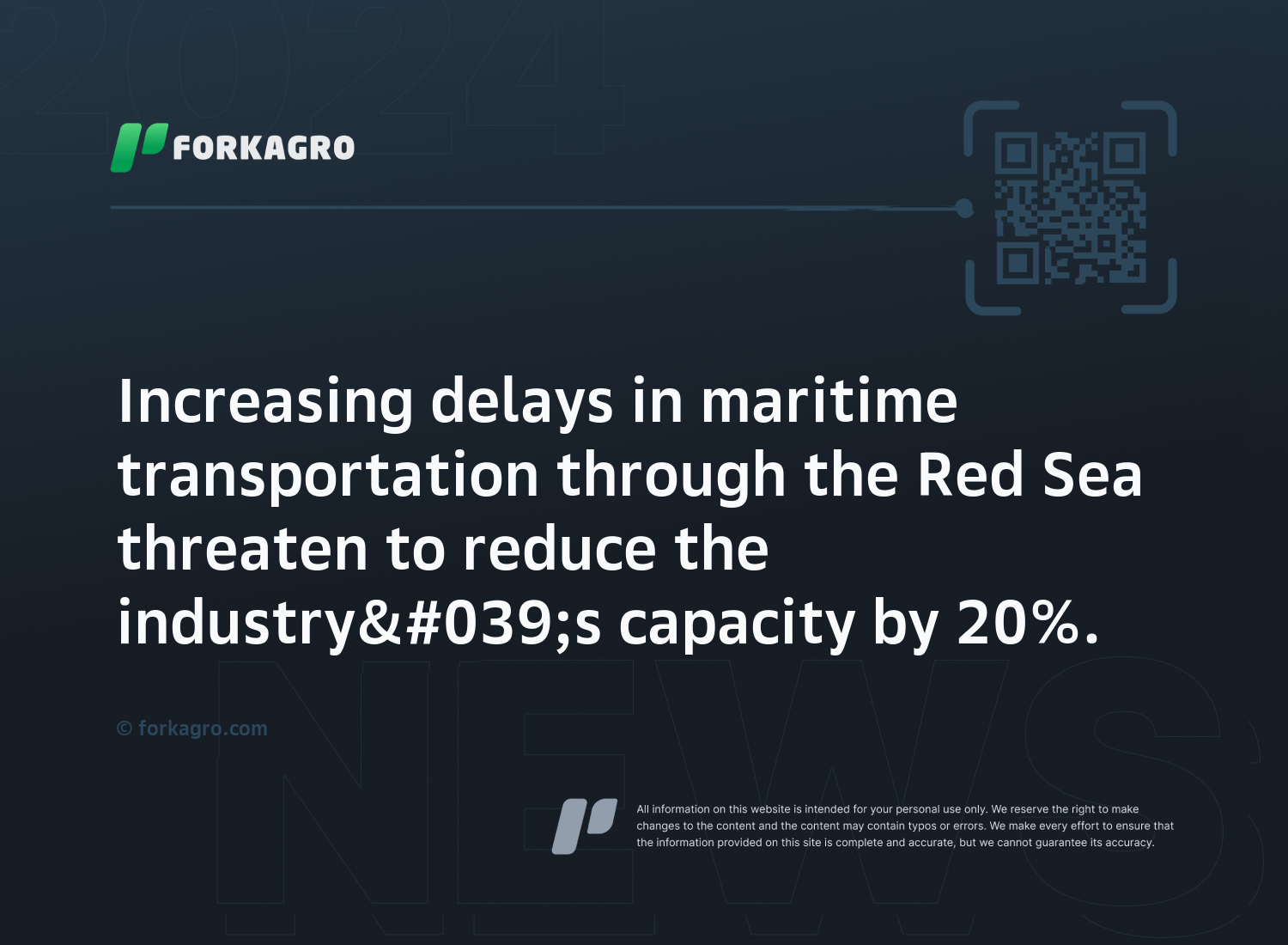 Increasing delays in maritime transportation through the Red Sea threaten to reduce the industry's capacity by 20%.