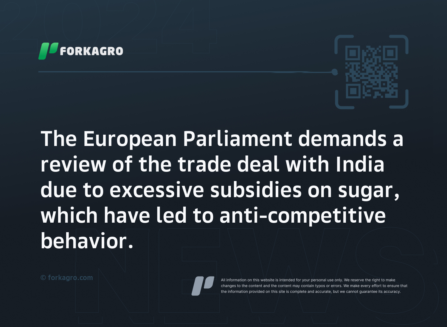 The European Parliament demands a review of the trade deal with India due to excessive subsidies on sugar, which have led to anti-competitive behavior.