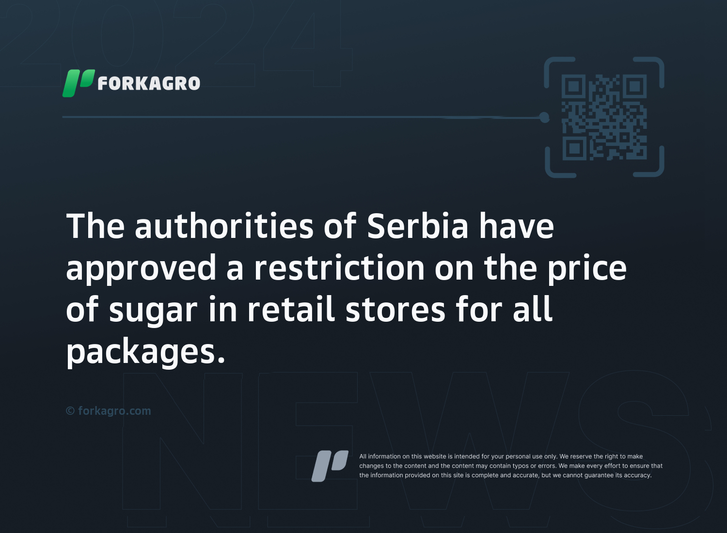 The authorities of Serbia have approved a restriction on the price of sugar in retail stores for all packages.