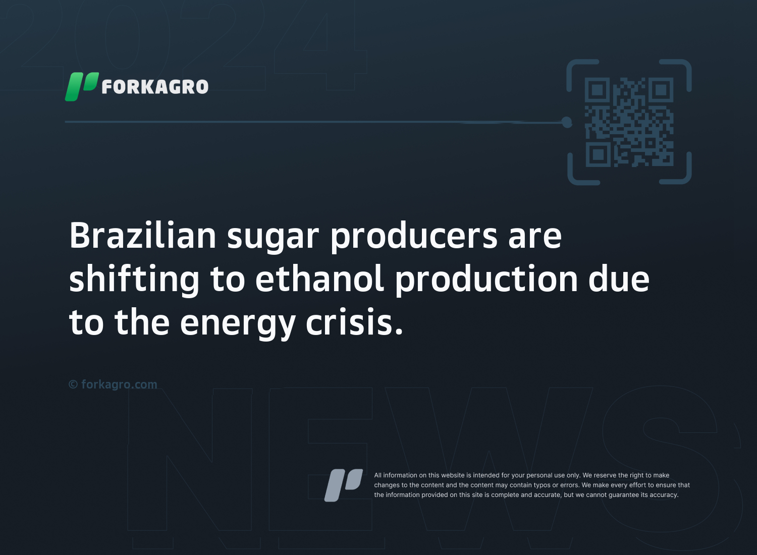 Brazilian sugar producers are shifting to ethanol production due to the energy crisis.