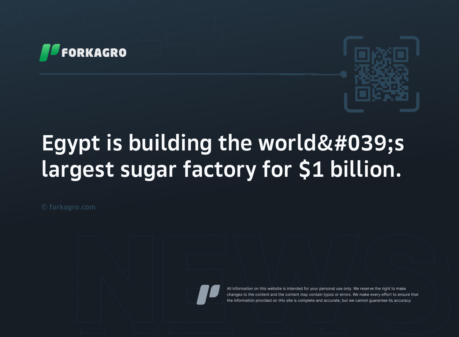 Egypt is building the world's largest sugar factory for $1 billion.