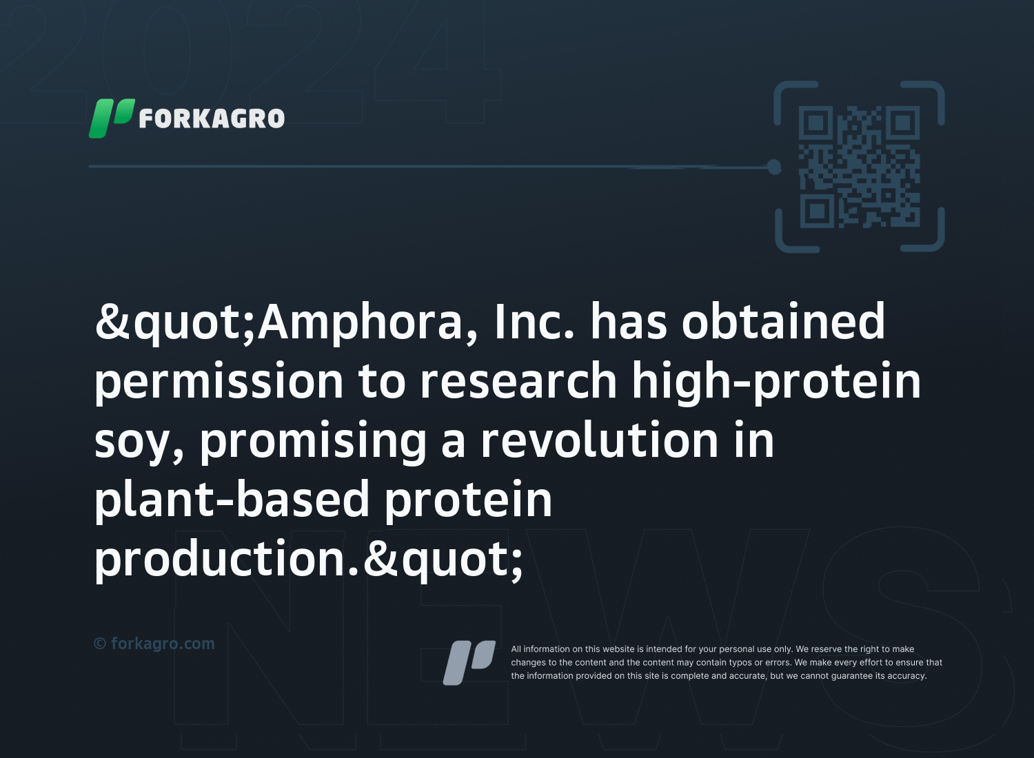 "Amphora, Inc. has obtained permission to research high-protein soy, promising a revolution in plant-based protein production."