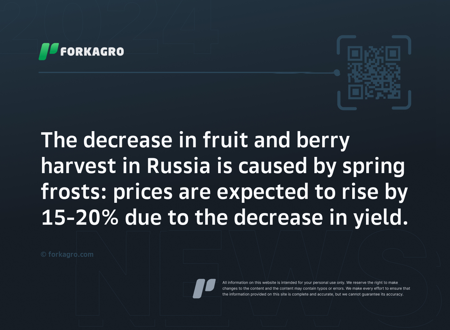The decrease in fruit and berry harvest in Russia is caused by spring frosts: prices are expected to rise by 15-20% due to the decrease in yield.