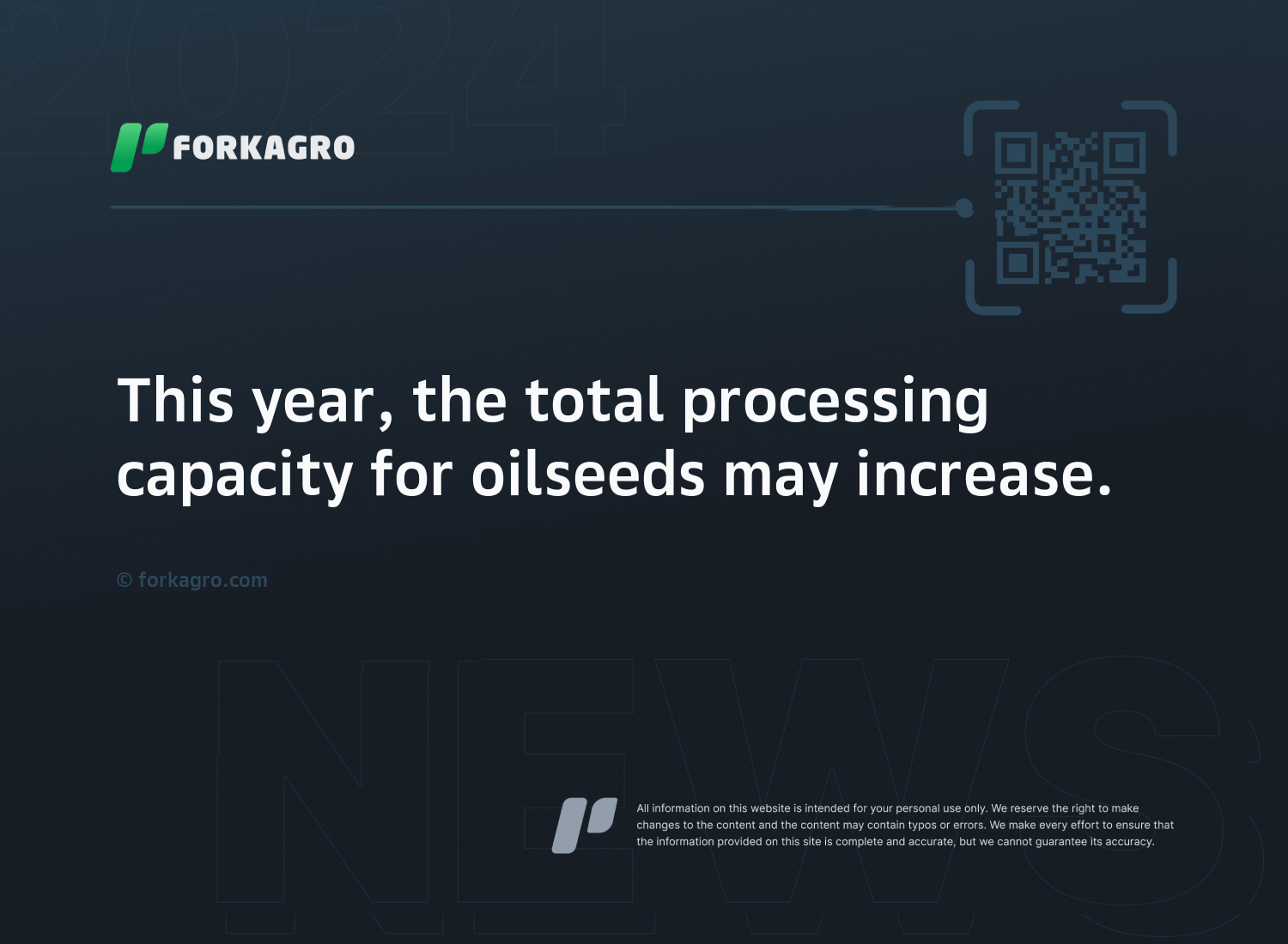 This year, the total processing capacity for oilseeds may increase.