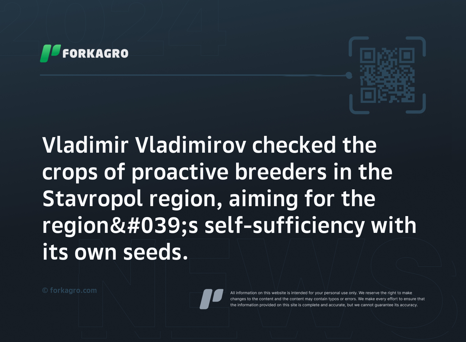 Vladimir Vladimirov checked the crops of proactive breeders in the Stavropol region, aiming for the region's self-sufficiency with its own seeds.