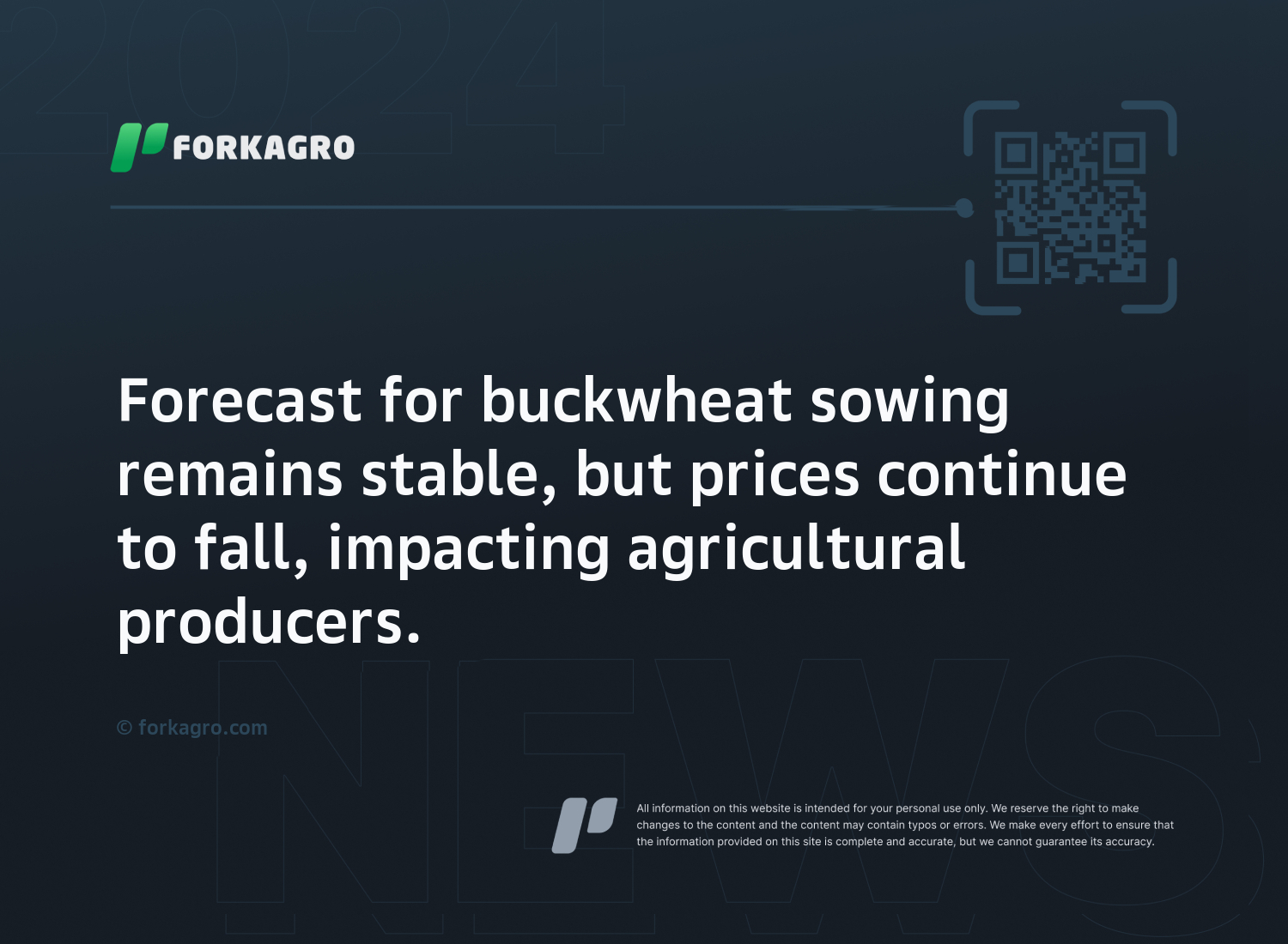 Forecast for buckwheat sowing remains stable, but prices continue to fall, impacting agricultural producers.