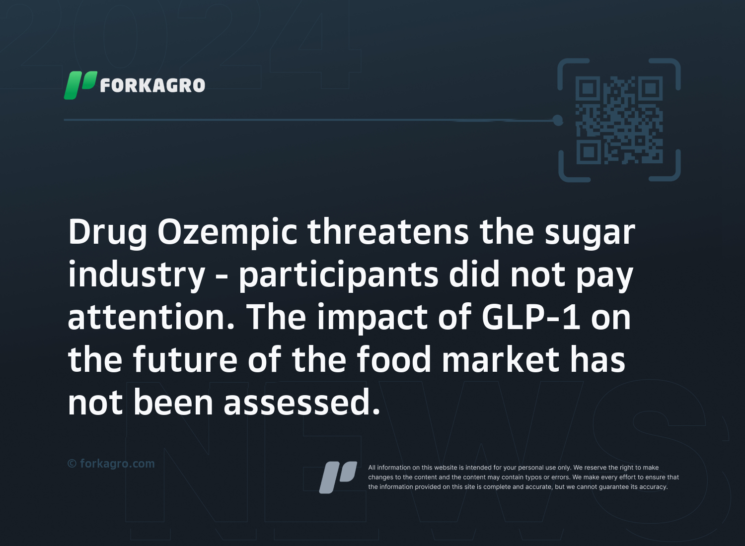 Drug Ozempic threatens the sugar industry - participants did not pay attention. The impact of GLP-1 on the future of the food market has not been assessed.