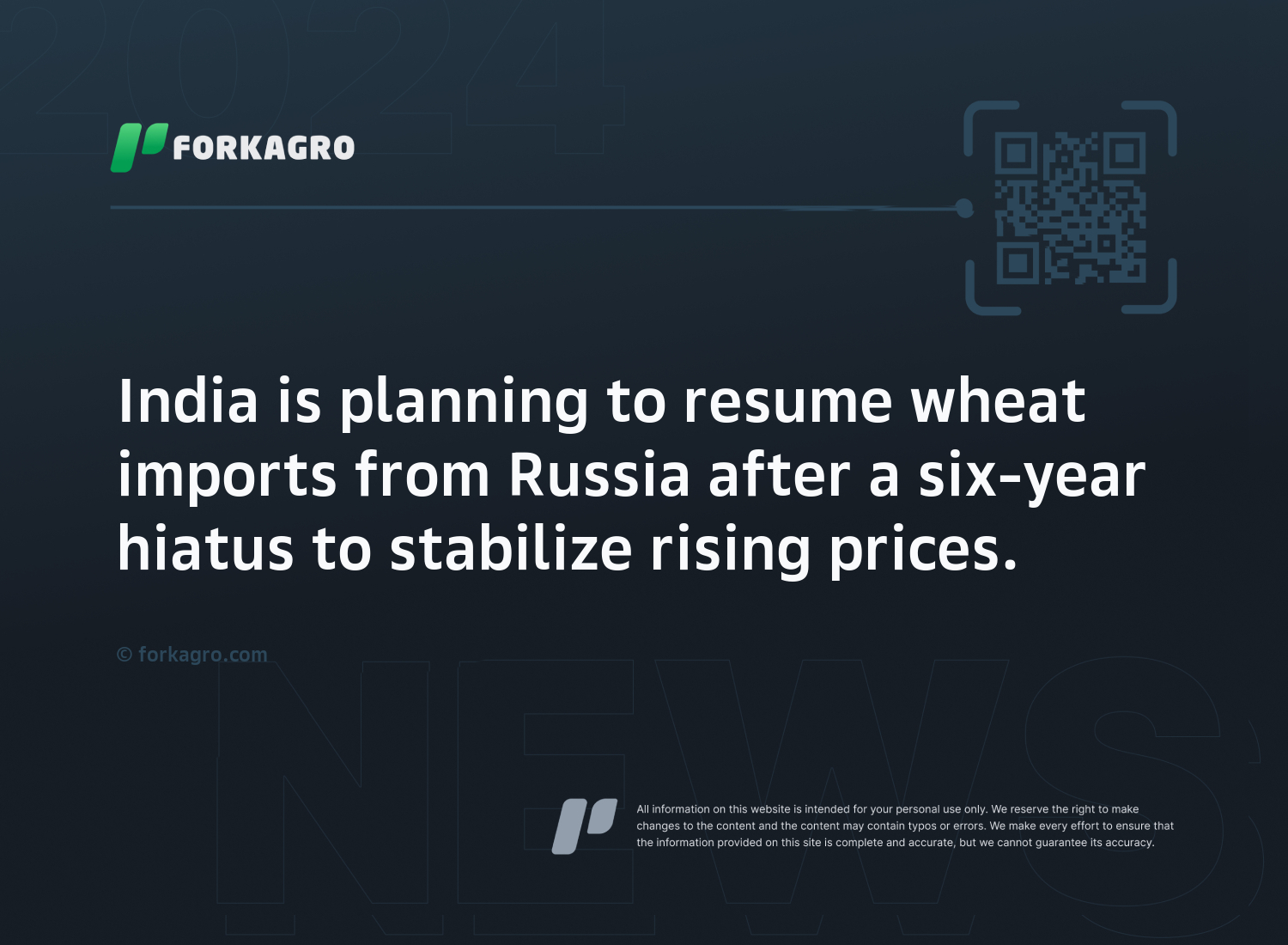 India is planning to resume wheat imports from Russia after a six-year hiatus to stabilize rising prices.