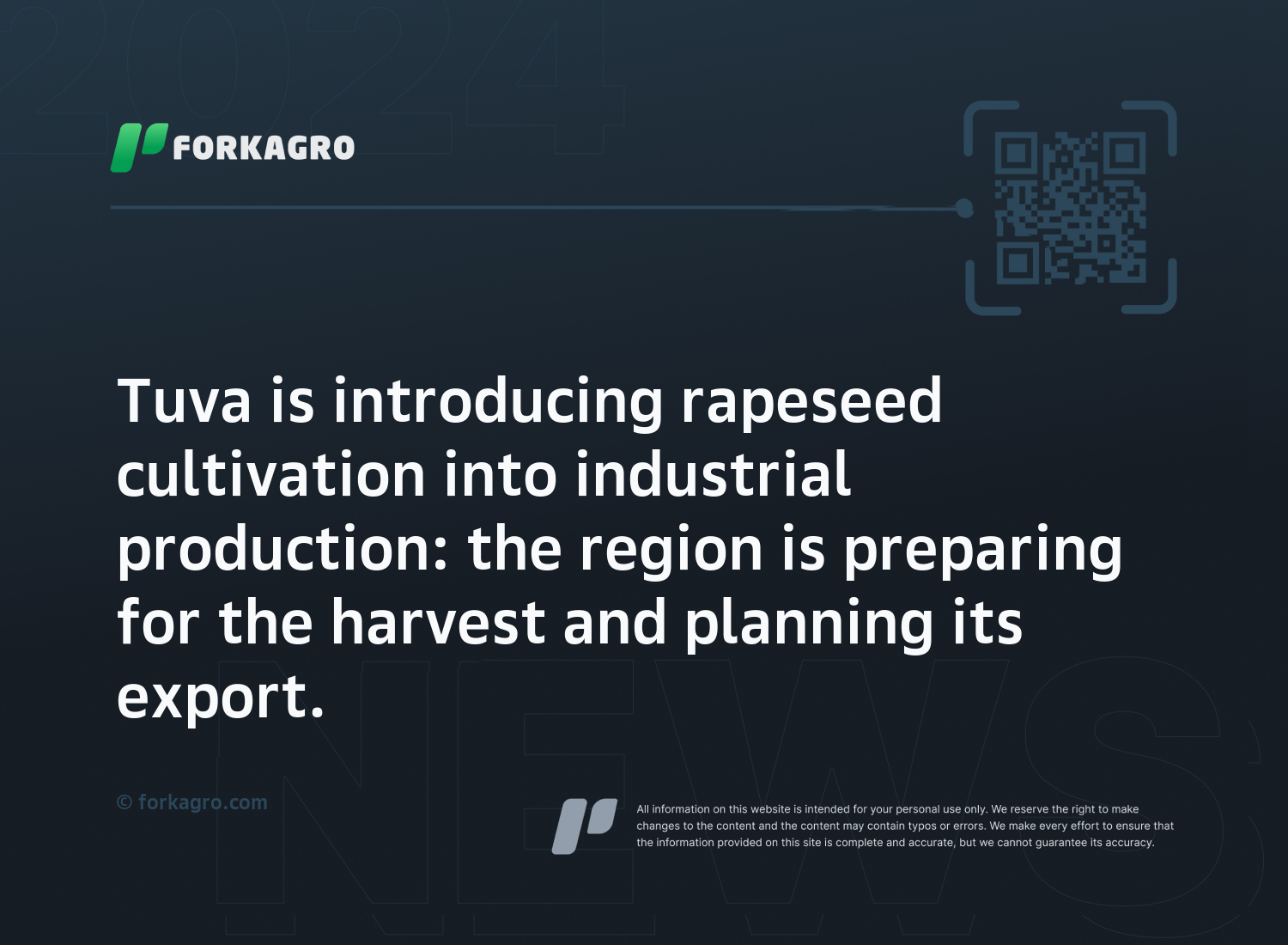 Tuva is introducing rapeseed cultivation into industrial production: the region is preparing for the harvest and planning its export.