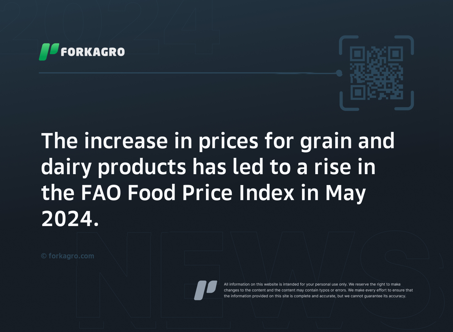 The increase in prices for grain and dairy products has led to a rise in the FAO Food Price Index in May 2024.