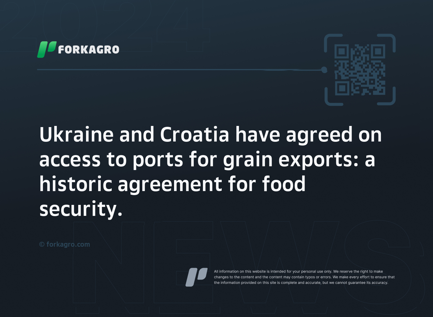 Ukraine and Croatia have agreed on access to ports for grain exports: a historic agreement for food security.