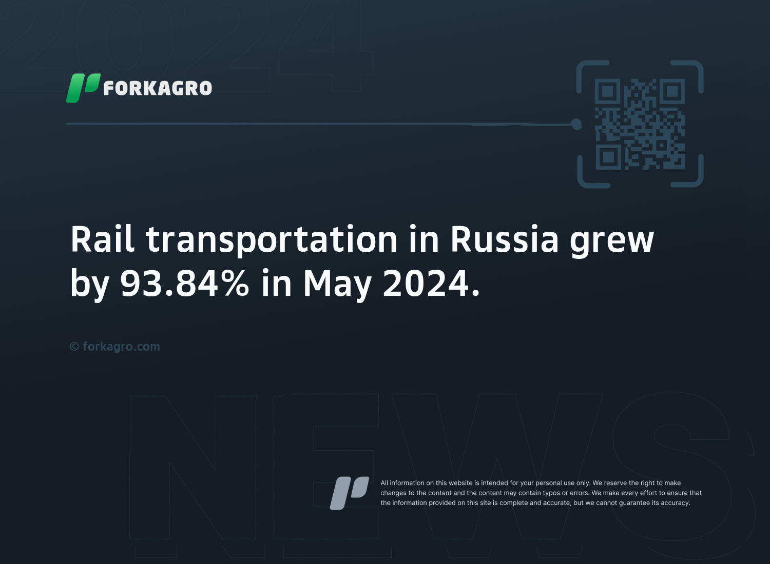 Rail transportation in Russia grew by 93.84% in May 2024.