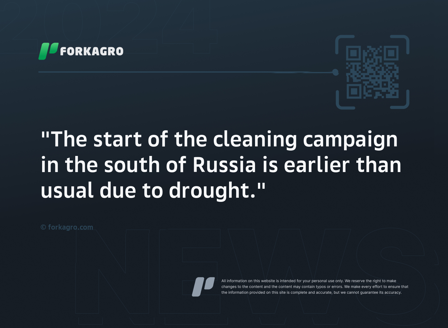 "The start of the cleaning campaign in the south of Russia is earlier than usual due to drought."