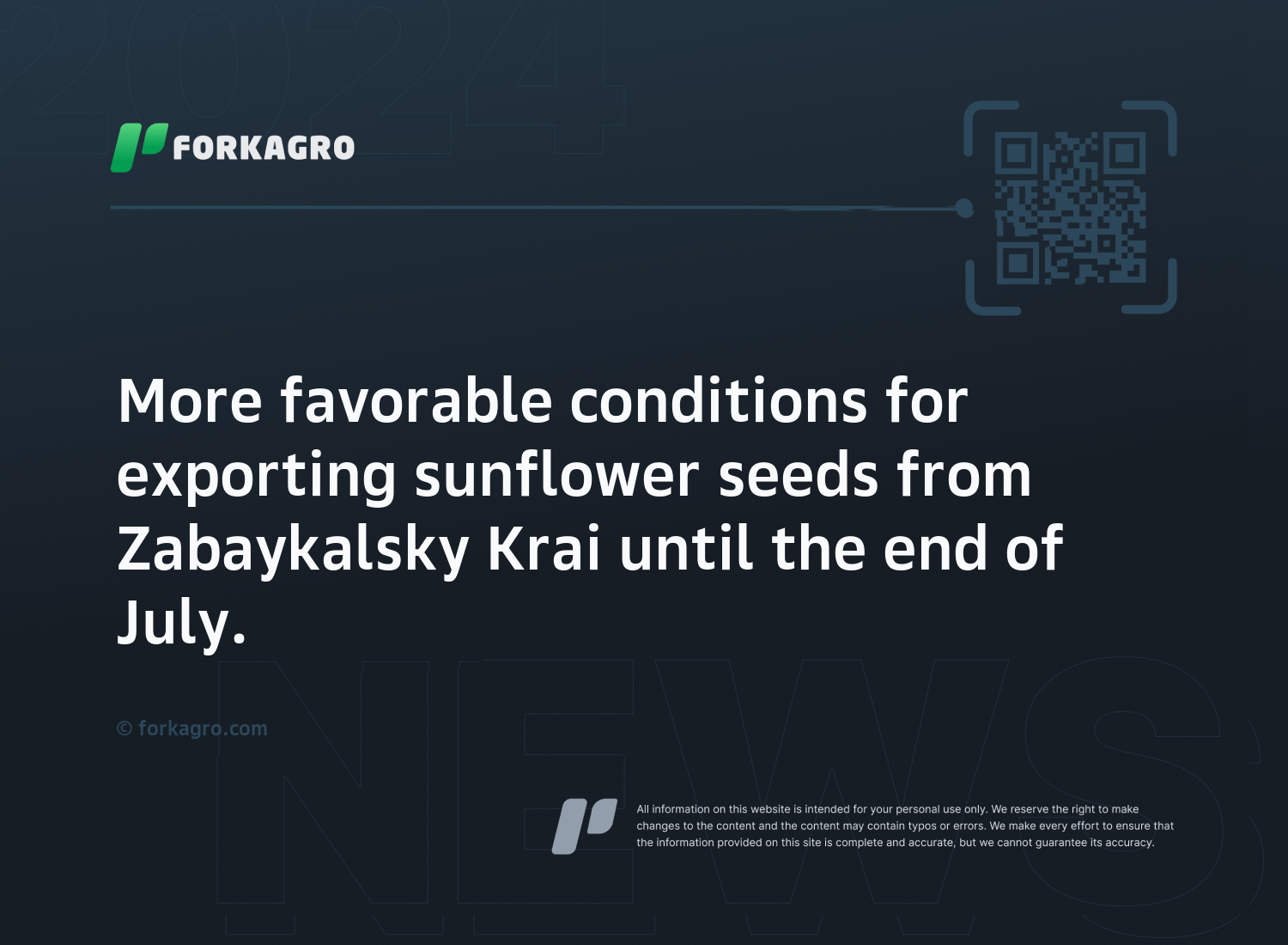 More favorable conditions for exporting sunflower seeds from Zabaykalsky Krai until the end of July.