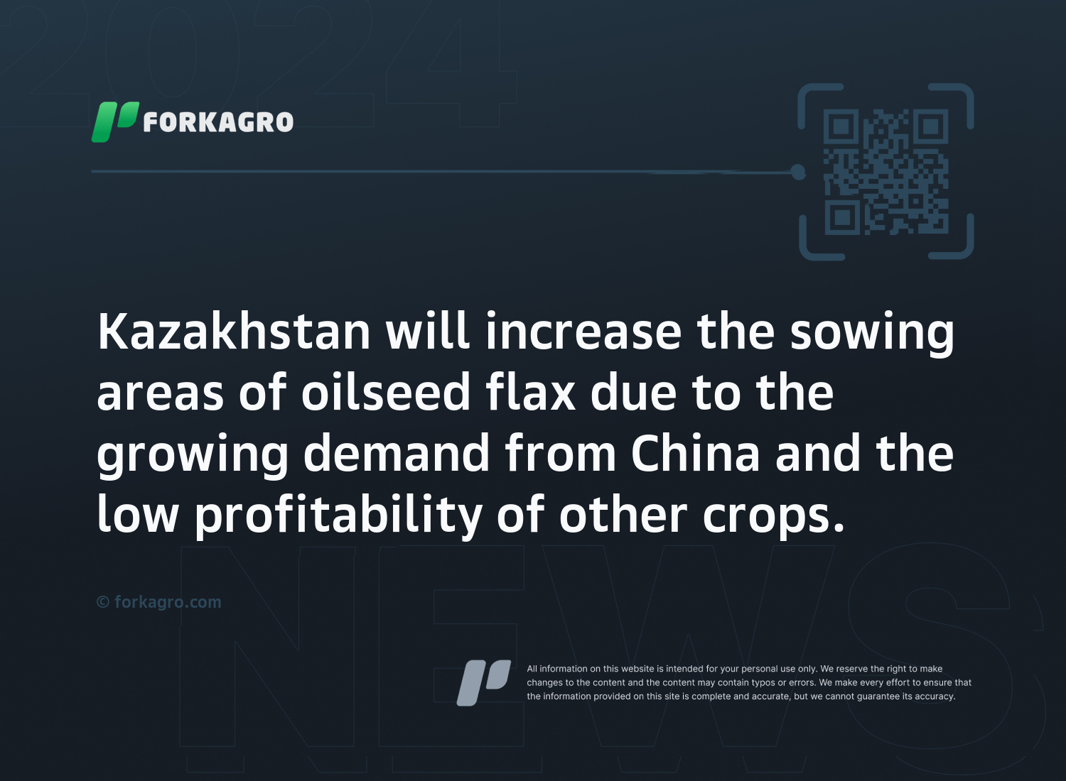 Kazakhstan will increase the sowing areas of oilseed flax due to the growing demand from China and the low profitability of other crops.