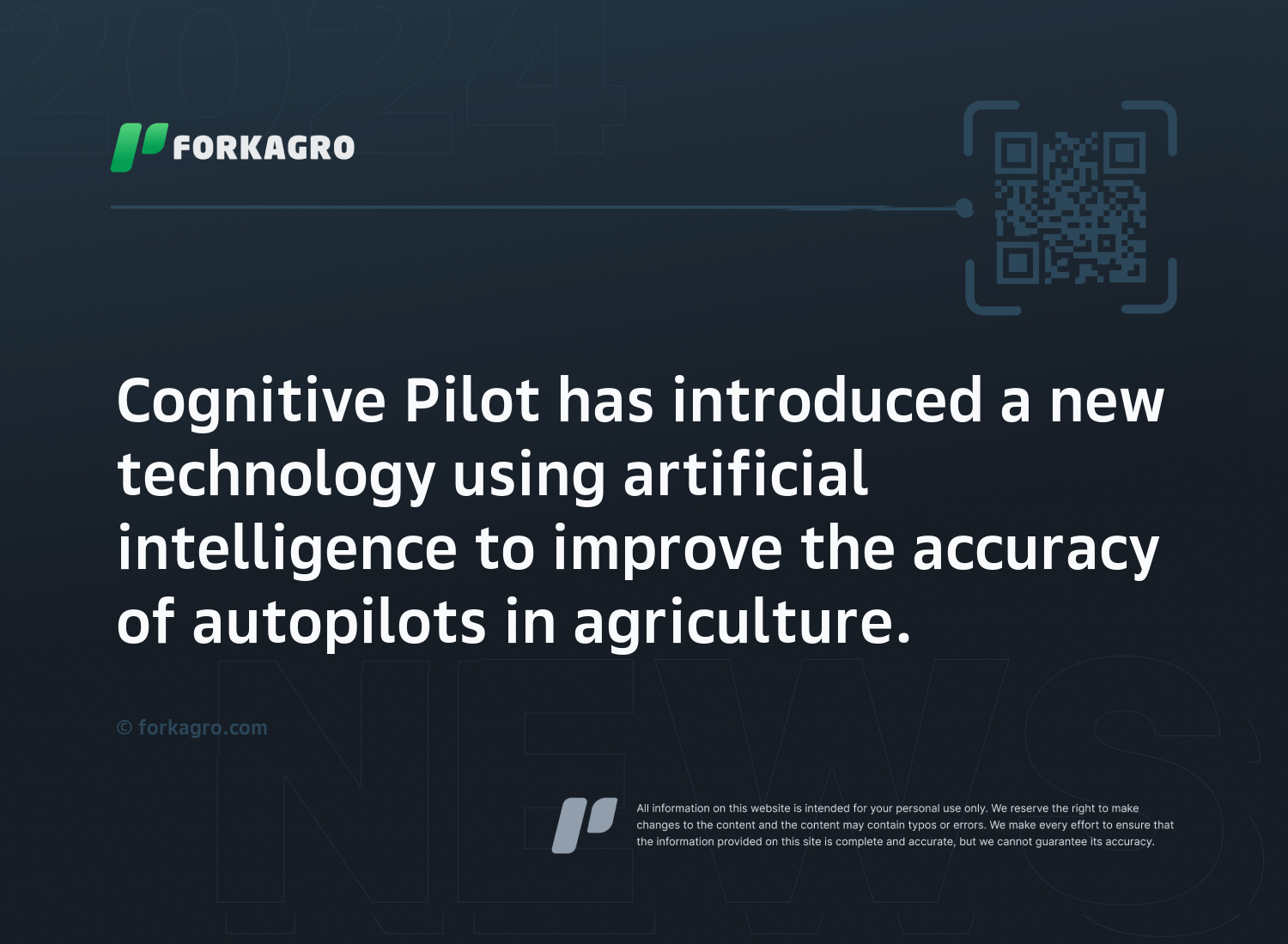 Cognitive Pilot has introduced a new technology using artificial intelligence to improve the accuracy of autopilots in agriculture.