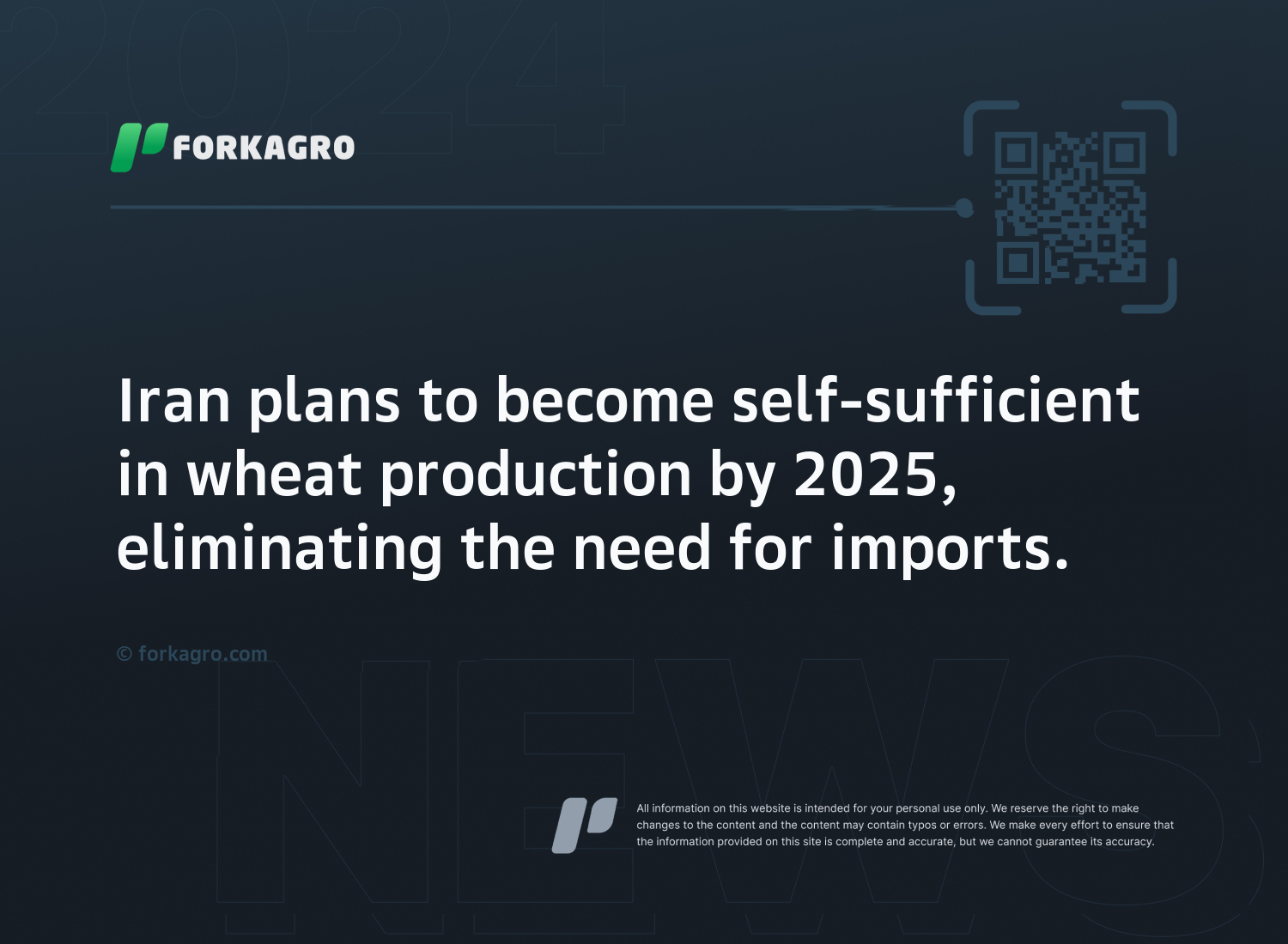 Iran plans to become self-sufficient in wheat production by 2025, eliminating the need for imports.