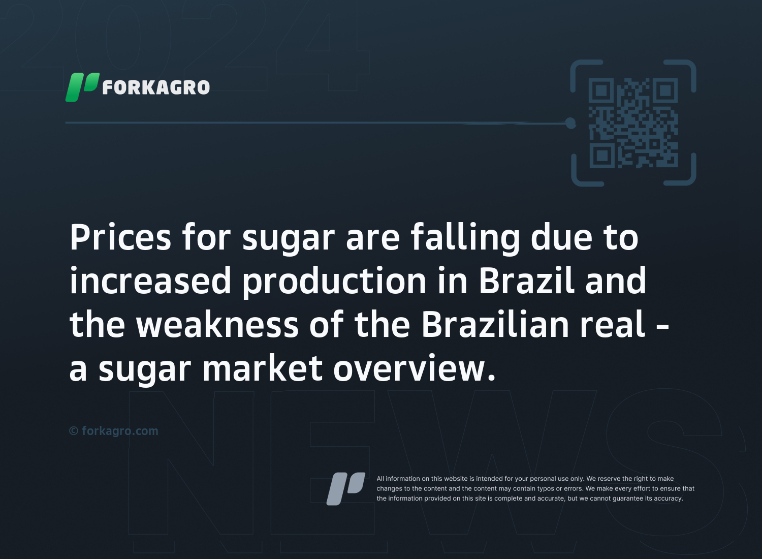 Prices for sugar are falling due to increased production in Brazil and the weakness of the Brazilian real - a sugar market overview.