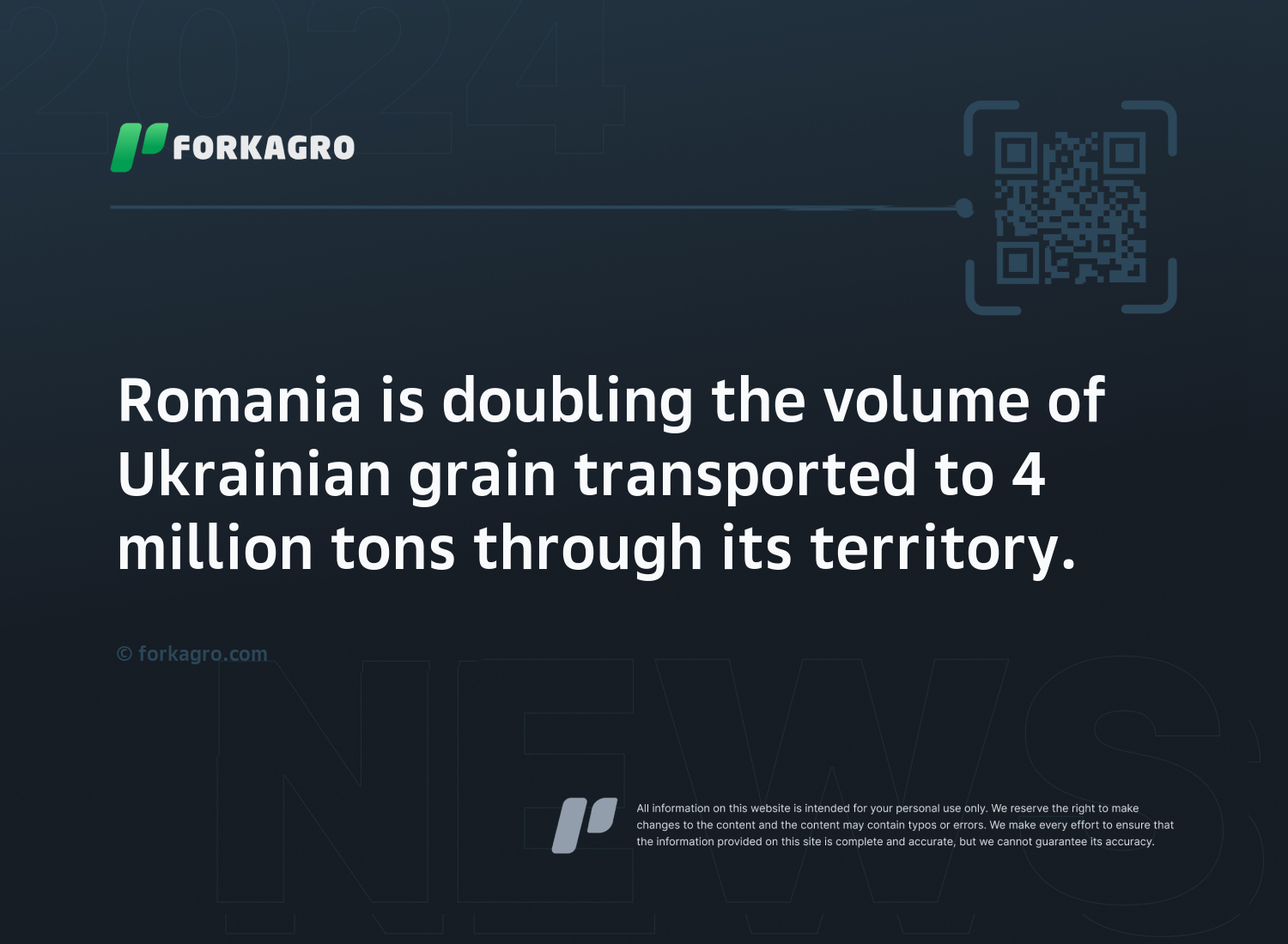 Romania is doubling the volume of Ukrainian grain transported to 4 million tons through its territory.