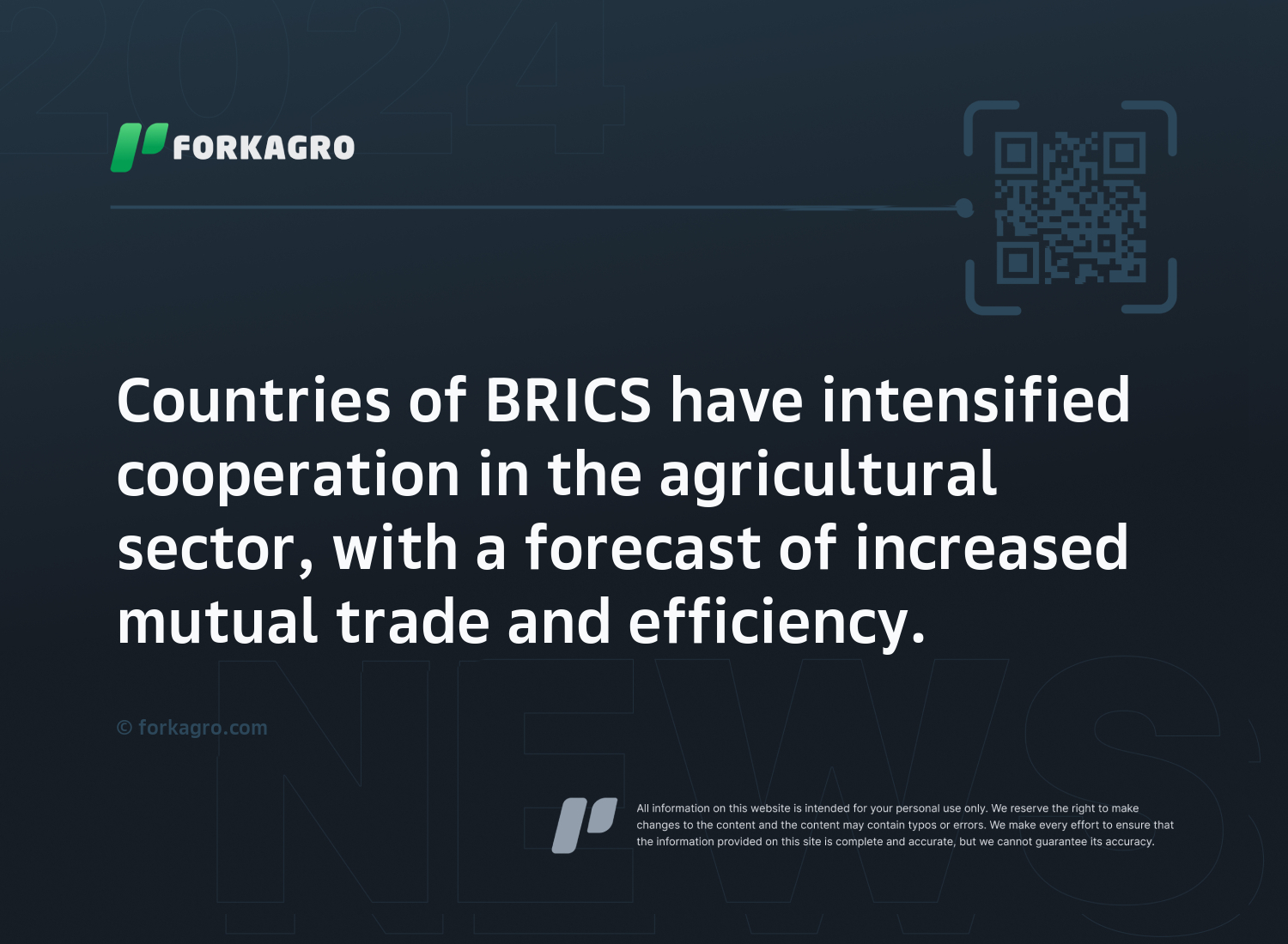 Countries of BRICS have intensified cooperation in the agricultural sector, with a forecast of increased mutual trade and efficiency.