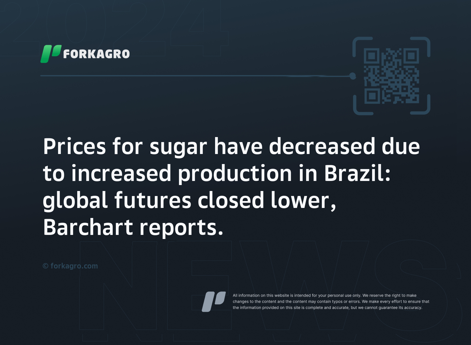 Prices for sugar have decreased due to increased production in Brazil: global futures closed lower, Barchart reports.