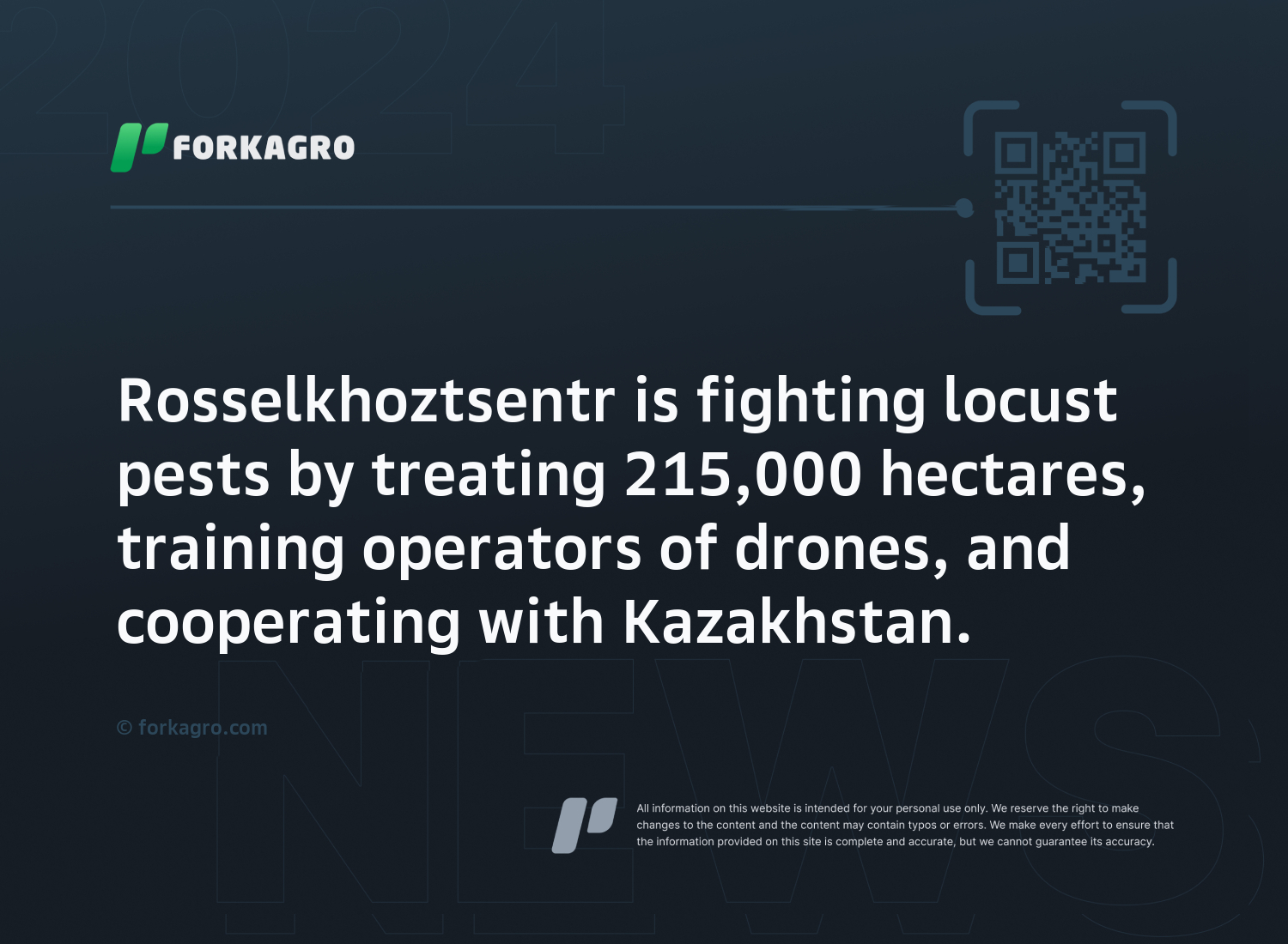 Rosselkhoztsentr is fighting locust pests by treating 215,000 hectares, training operators of drones, and cooperating with Kazakhstan.