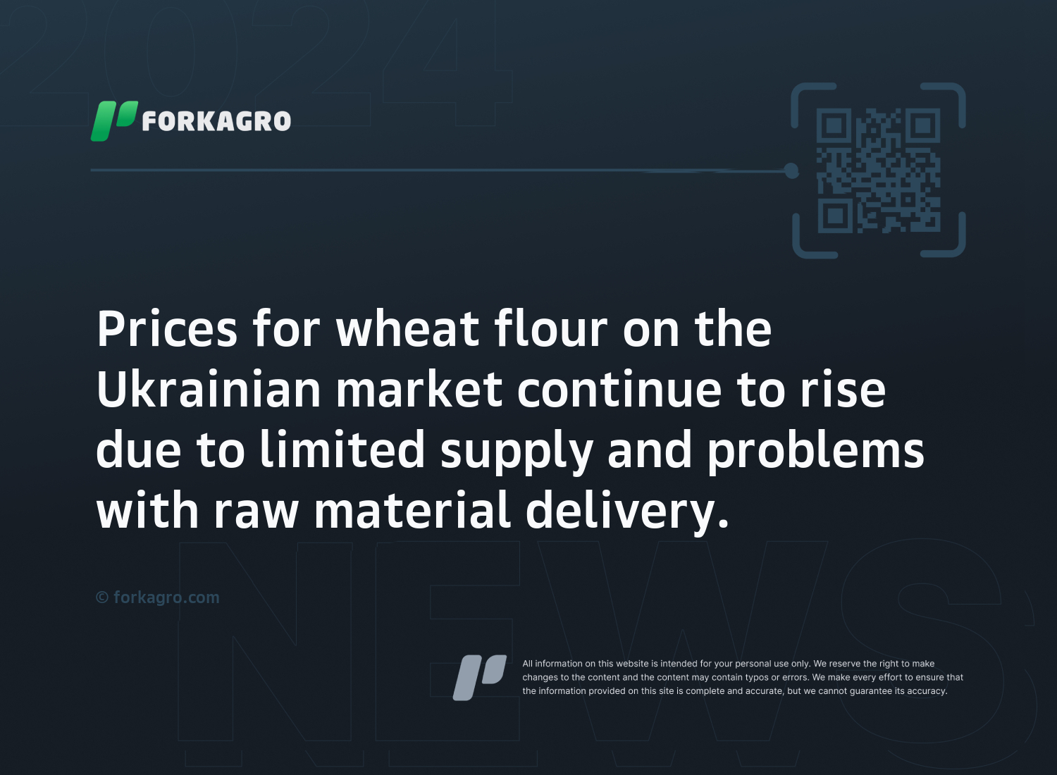 Prices for wheat flour on the Ukrainian market continue to rise due to limited supply and problems with raw material delivery.