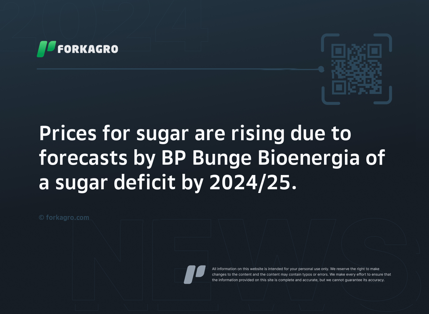 Prices for sugar are rising due to forecasts by BP Bunge Bioenergia of a sugar deficit by 2024/25.