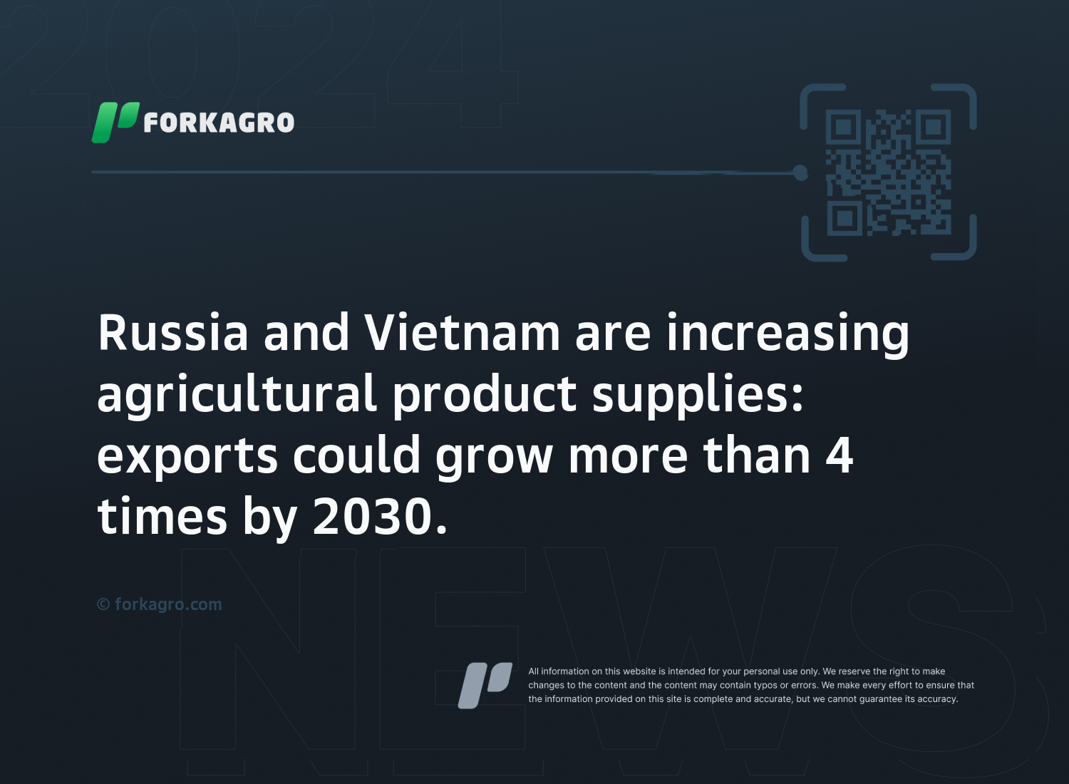 Russia and Vietnam are increasing agricultural product supplies: exports could grow more than 4 times by 2030.
