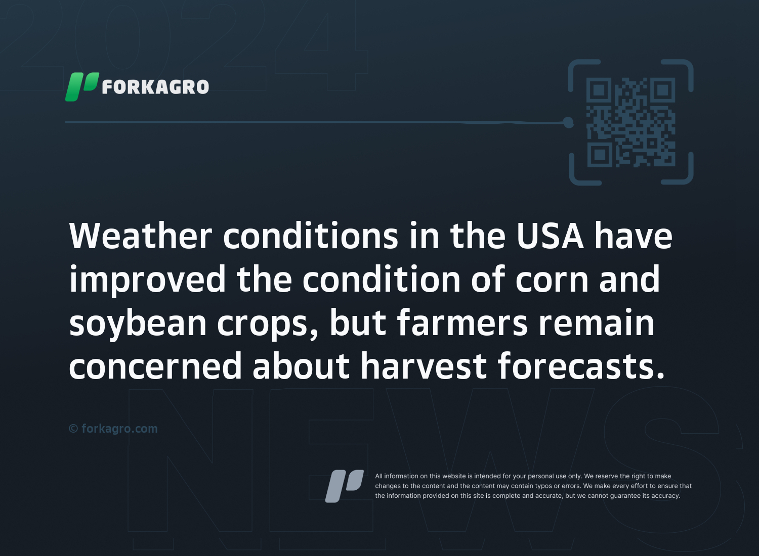 Weather conditions in the USA have improved the condition of corn and soybean crops, but farmers remain concerned about harvest forecasts.